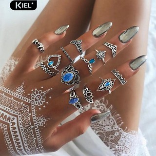 ‴ 13 ชิ้น Boho Hollow Stacking Ring Set นิ้วเท้า Midi เคล็ดลับ Finger Party Jewelry ผู้หญิง