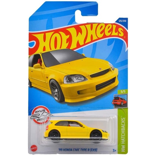 รถเหล็ก HOTWHEELS ของแท้ '99 Honda Civic Type R (EK9)(Yellow)(HW2022_#125)