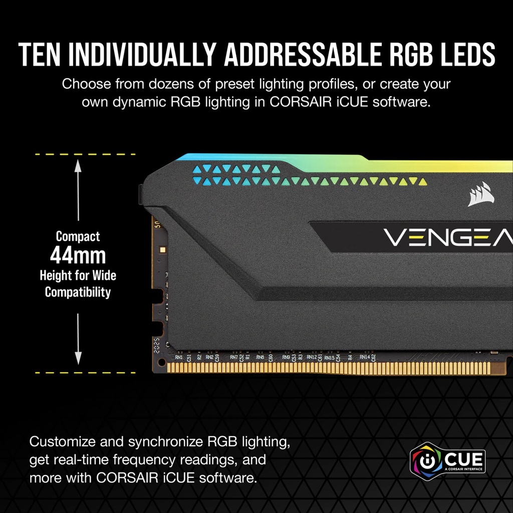 32GB (16GBx2) DDR4/3600 RAM PC (แรมพีซี) CORSAIR VENGEANCE RGB PRO SL (CMH32GX4M2D3600C18) CL18 (ฺBLACK) ประกัน LT