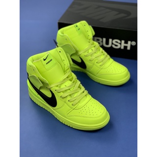 ☜☢❁AMBUSH x Nike SB Dunk High "Flash Lime" dunk series high-top รองเท้าสเก็ตบอร์ดสำหรับเล่นกีฬา