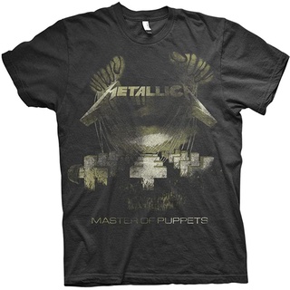 เสื้อยืด พิมพ์ลาย Master of Puppets Distressed ทรงสลิมฟิต สีดํา สําหรับผู้ชาย