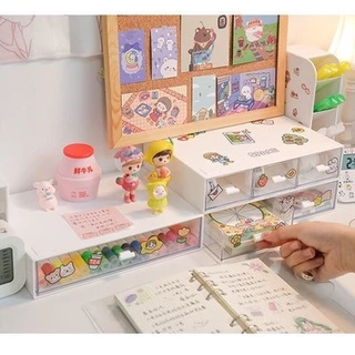 ฟรีสติ๊กเกอร์ ก่ลองลิ้นชักใส่ของ กล่องเก็บของ กล่องเก็บเครื่องสำอาง ชั้นวางของ เรียงซ้อนกันได้