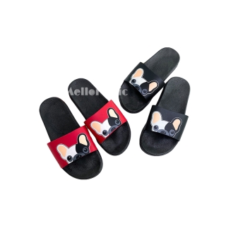 Mellor Chic : Slippers รองเท้าเเตะใส่ในบ้าน รองเท้าแตะยาง รองเท้าเพื่อสุขภาพ ลายน้องหมาน่ารัก นุ่นเบา ใส่สบาย