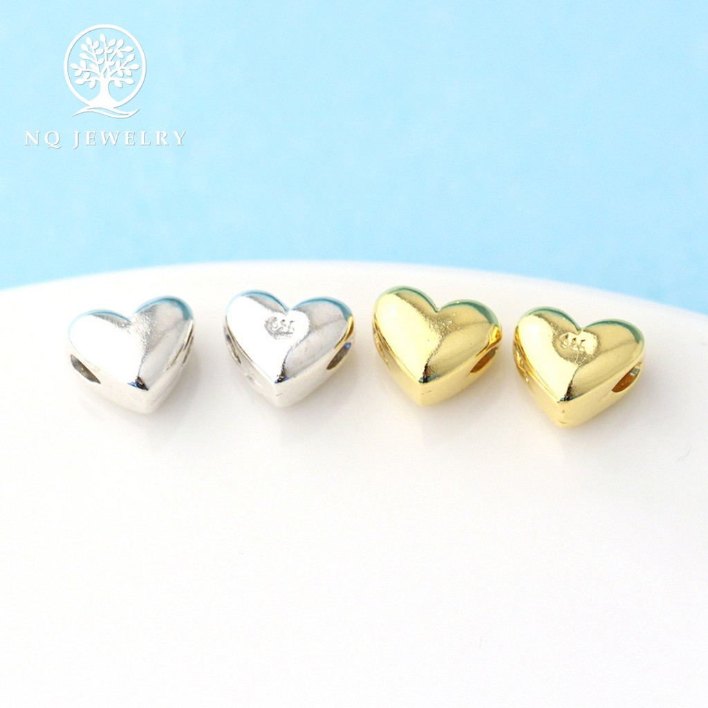 S925 Charm หัวใจแนวนอน จี้หัวใจ S925 ขนาดเล็ก - NQ Jewelry