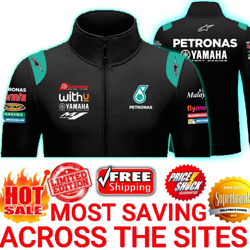 Petronas SRT Yamaha Factory Racing Team 2020 Moto GP Logo Racer Mens Casual Long Sleeve Trending Ful
