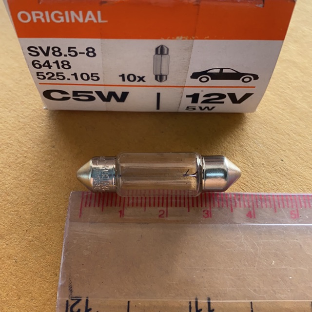 หลอดไฟในเก๋ง 12V 10x36มิล osram