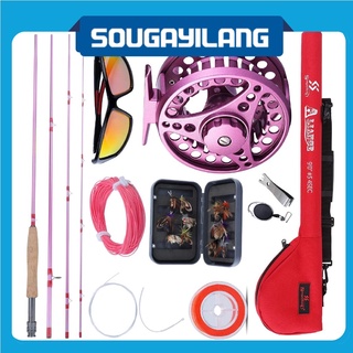 Sougayilang 2.7 เมตร Fly Fishing Rod Reel คอมโบที่มีน้ำหนักเบาแบบพกพา Fly Rod และ CNC- กลึงอลูมิเนียมอัลลอยด์ Fly รีล, Fly Fishing แพคเกจเริ่มต้นที่สมบูรณ์