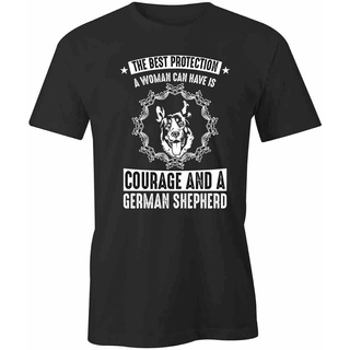 [COD]ขายดี เสื้อยืดแขนสั้น พิมพ์ลาย COURAGE A GERMAN SHEPHERD S1BSA108 AFenca47EElhbj76