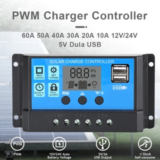 COD 10A/20A/30A Solar Charge Controller โซล่าชาร์จเจอร์ ควบคุมการชาร์จ LCD 12V 24V จอแสดงผล LCD Dual USB