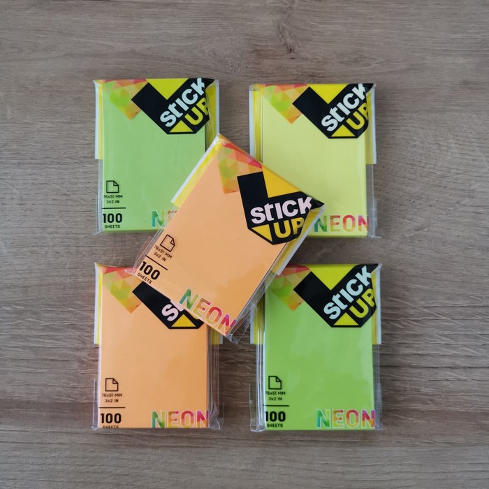 Sticky note กระดาษโน๊ตมีกาว 76×51 มม. สีนีออน 100แผ่น/ก้อน คละสี deli รุ่น A02202