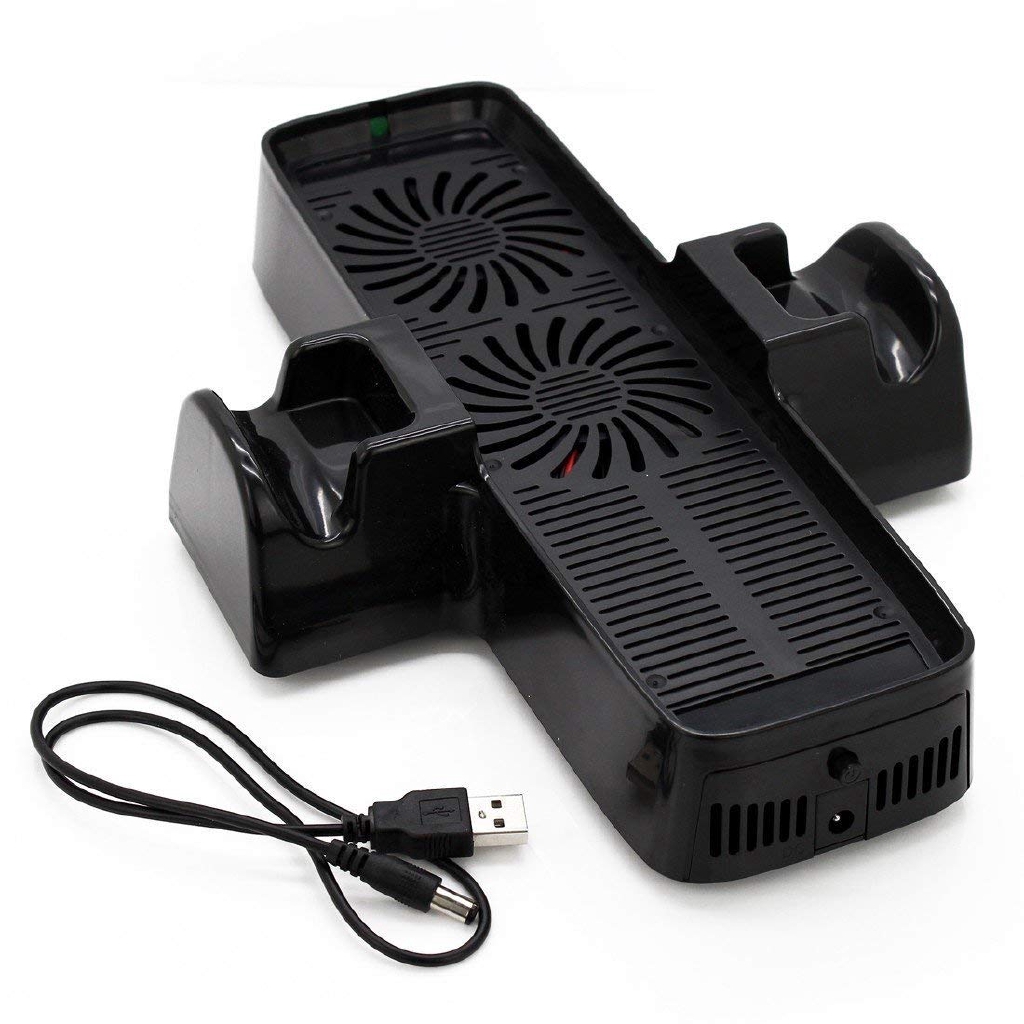 พัดลมระบายความร้อน Xbox 360 Slim, สถานีขาตั้งคอนโทรลเลอร์ 3in1 พร้อมสายชาร์จ USB