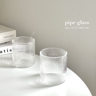 แก้วใส โฮมคาเฟ่ สำหรับชงเครื่องดื่ม มินิมอล (pipe glass)