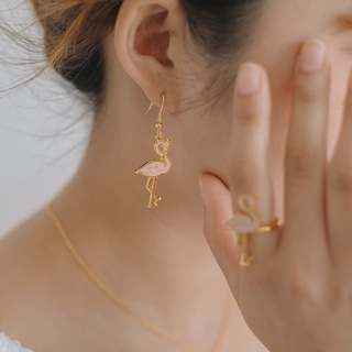 FAIRY TALES - Earrings ต่างหูสัตว์ / ต่างหูฟลามิงโก้ แฟชั่น ห้อยจี้ สำหรับผู้หญิง