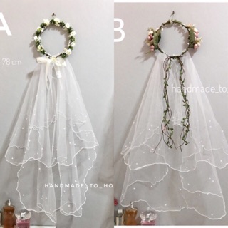 🌸👰🏻เวลมงกุฎดอกไม้ ยาว 78 cm  พร้อมส่ง