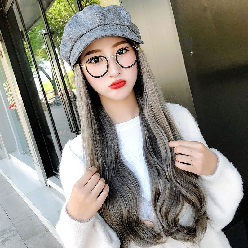 Wave Trend Long Hair Wig Hat Red Cap Winter Synthetic Hair Wig
