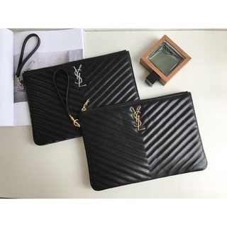 พรี Ysl saint laurent 36cm คลัทช์ แบรนด์เนน กระเป๋าสตางค์ กระเป๋าเงิน เหรียญหนังแท้