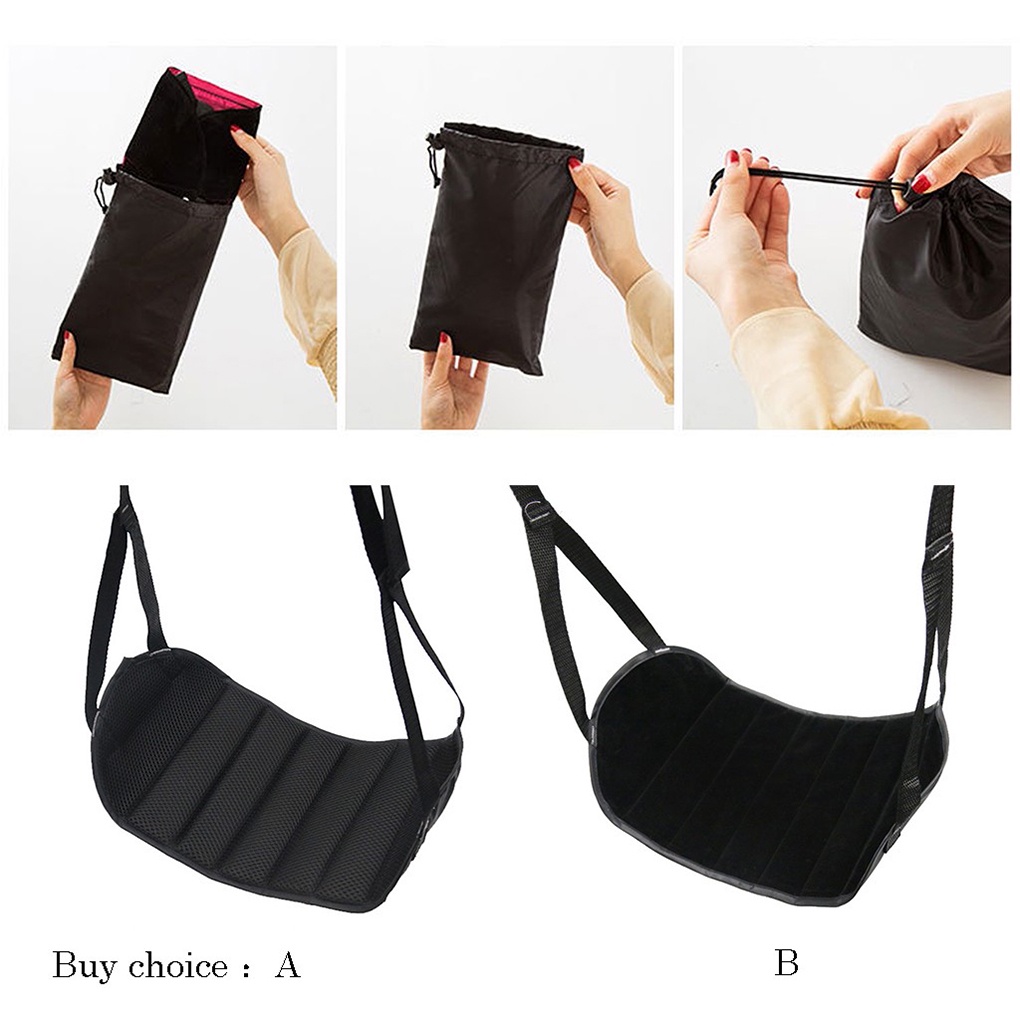 [Biho] Foot Rest Hammock Portable Footrest Flight Carry-on Leg Rest Travel Office Leg Mesh Cloth Ham