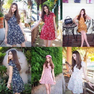 Korea petal floral dress🌼 เดรสไขว้หน้าแขนบัว ผ้าบับเบิ้ลพิมพ์ลาย