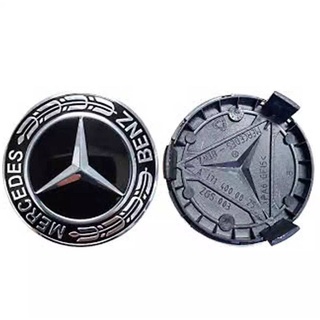 ฝาครอบดุมล้อ BENZ เบนซ์ ดาว 75mm. พื้นสีดำ