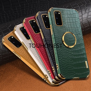 เคส Samsung Galaxy S20 Plus เคส Samsung S21 Plus เคส Samsung S30 Plus Case Samsung S20 S21 S30 Ultra Case Samsung S20 S21 FE Case Samsung M52 M53 Crocodile Pattern Leather Ring Phone Case โทรศัพท์มือถือ ลายหนังจระเข้ พร้อมแหวนนิ้ว สําหรับ