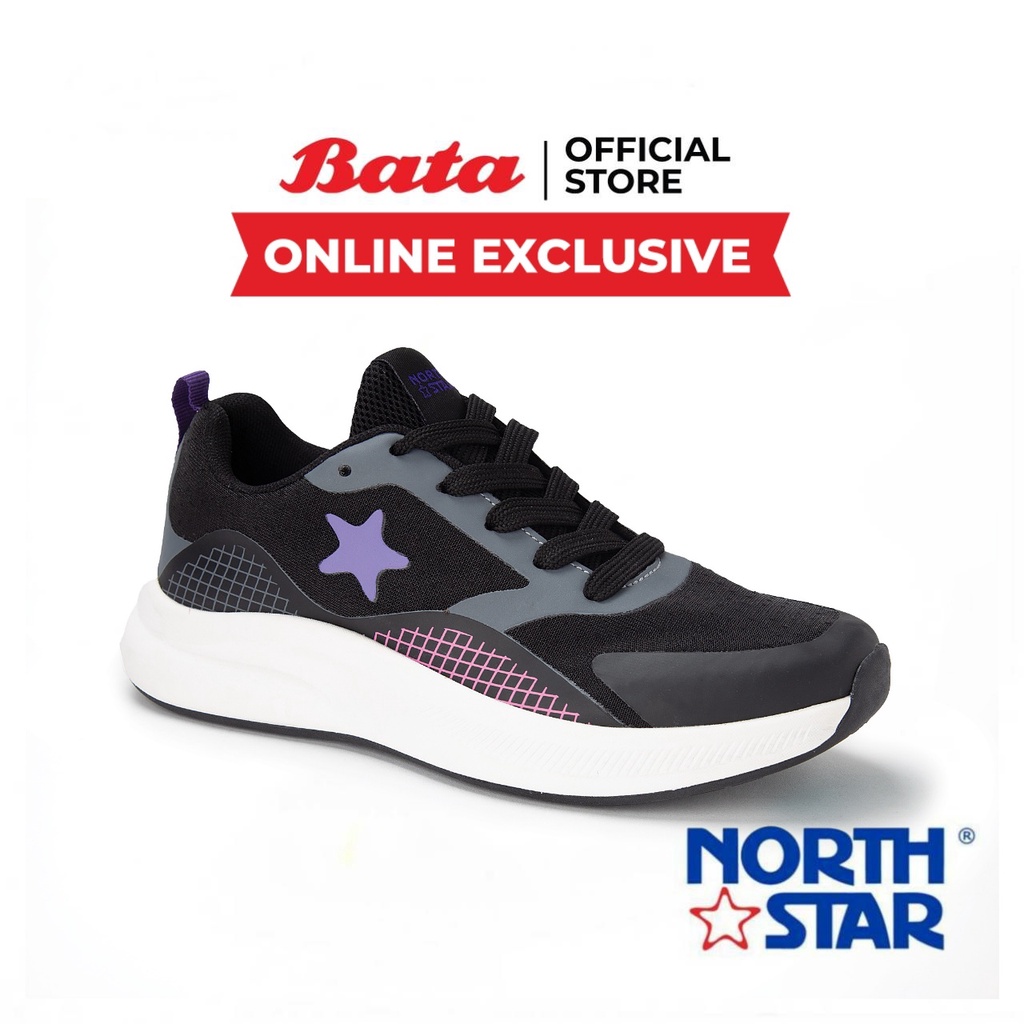 Bata บาจา (Online Exclusive) ยี่ห้อ North Star รองเท้าสนีกเกอร์ รองเท้าผ้าใบ Women Sneakers ผ้าใบออกกำลังกาย สำหรับผู้หญิง รุ่น Benji สีดำ 5206035