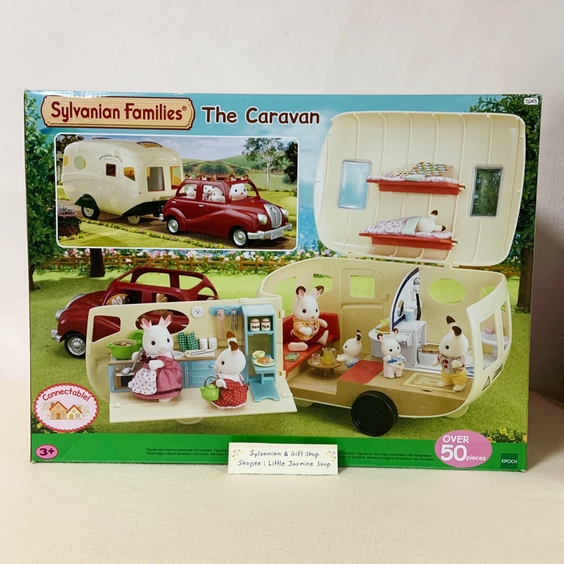 รถบ้านคาราวาน รถตุ๊กตา ซิลวาเนียน The Caravan : Sylvanian Family Camping พ่วงกับรถน้ำเงิน Seven Seater ได้ บ้านตุ๊กตา