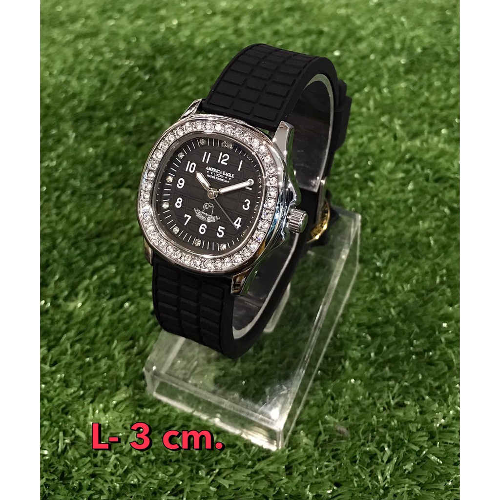 นาฬิกาข้อมือผู้หญิง American Eagle สายยางเงิน