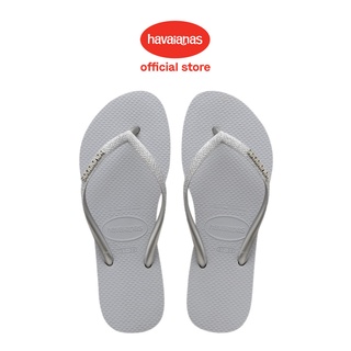 Havaianas รองเท้าแตะฟลิปฟลอป แต่งกลิตเตอร์ สีเทา สําหรับผู้หญิง