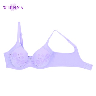 WIENNA  DB91304 ชุดชั้นในเวียนนา เสื้อชั้นในลูกไม้ปัก สีขาว สีม่วงอ่อน สีเนื้อ Rose