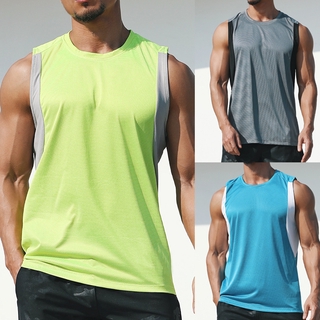 เสื้อกล้ามผู้ชาย Quick-drying Breathable Singlet Men Loose Sleeveless Basketball Tank Top Size M-3XL