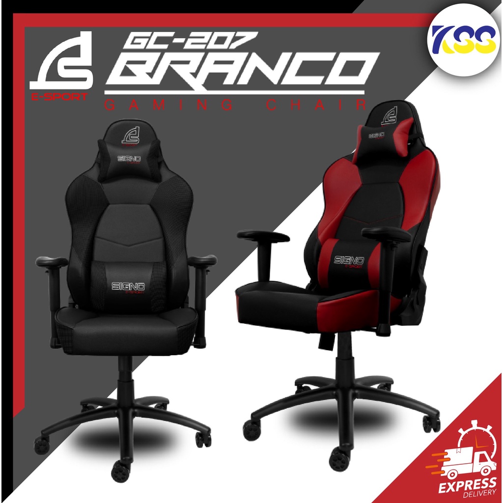 💥ส่งชัวร์ส่งไว💥🚀 Signo GC-207 BRANCO Gaming Chairเก้าอี้เกมมิ่ง Sizeใหญ่ มี2สี ดำ-ดำแดง รองรับได้ถึง150Kg รับประกัน1ปี
