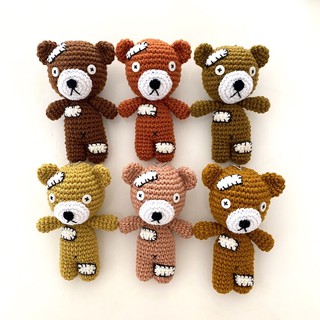 ตุ๊กตา ตุ๊กตาถัก น้องหมีเดี้ยงสูง 6นิ้ว งานฝีมือ handmade โครเชต์ Crochet Doll