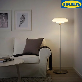 IKEA TÄLLBYN แทลบิน โคมไฟตั้งพื้น , ชุบนิกเกิล/แก้วฝ้า แก้ว135 ซม. LED E27 โคมไฟให้แสงนุ่มๆ สร้างบรรยากาศอบอุ่น