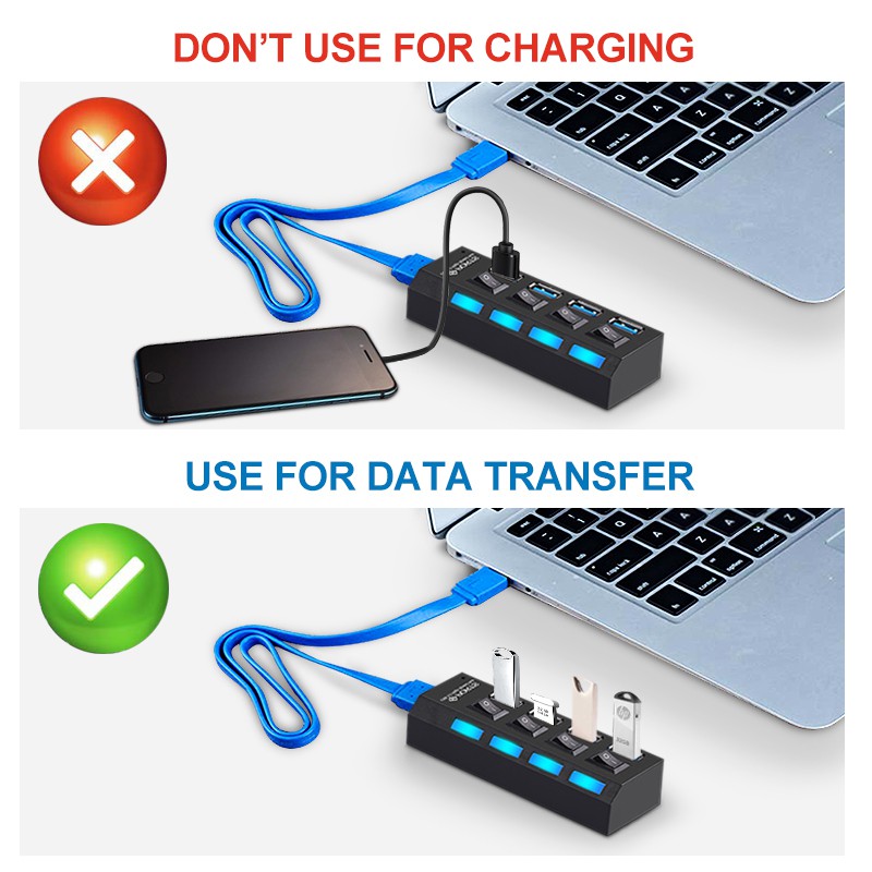 ตัวเพิ่มช่องUSB 2.0 High Speed ช่องเชื่อมต่อHUB Combo Splitter 4 / 7 Port พอร์ตฮับ4ช่อง/7ช่อง USB Switch อะแดปเตอร์USB