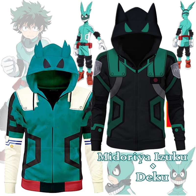 My Hero Academia Hoodie With Zipper Men Midoriya Izuku Jacket Women Casual Wear Garment Cosplay Deku