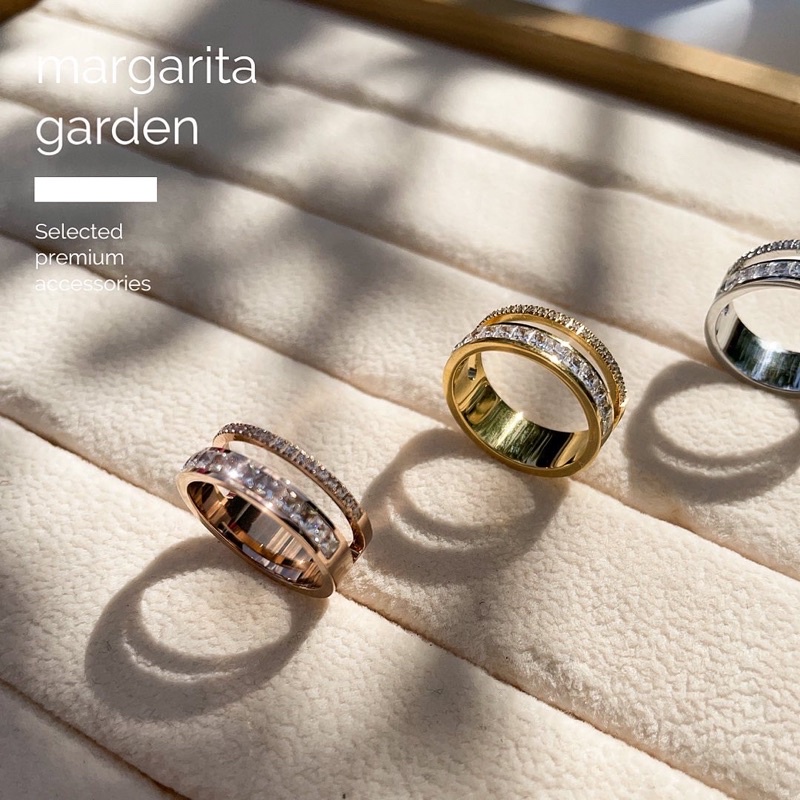 Margarita Double-bar CZ Stainless Ring