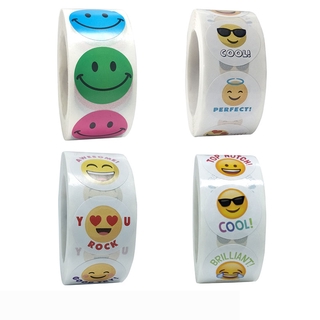 500 Pcs/roll Emoji Smiley Faces Encourage Childrens Toys Decoration Labels Small Shops Local Handmade Stationery Stickers