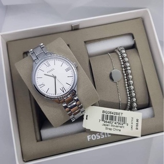 (ผ่อน0%) เซ็ทนาฬิกา สน้อยข้อมือ Fossil BQ3542SET Suitor Three-Hand Alloy Watch and Bracelet Box Set สแตนเลสสีเงิน 36mm.