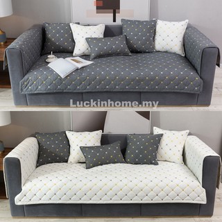 【มาใหม่】LuckinHome ผ้าคลุมโซฟา ผ้าฝ้าย กันลื่น รูปตัว L 1 2 3 4 สําหรับสี่ฤดู