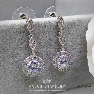 Value Jewelry ER0194 กว้าง1.1cmยาว3cm ต่างหู ตุ้มหู แฟชั่น ขายดี ราคาส่ง เพชร CZ คริสตัล ไม่ลอก ไม่ดำ ไม่แพ้ ไม่คัน