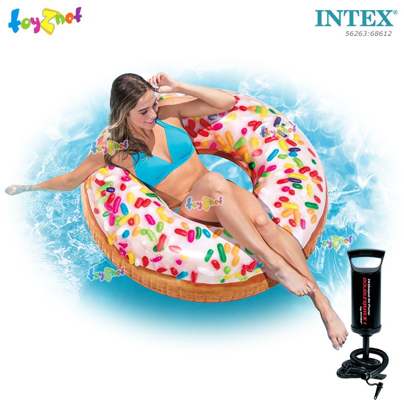 Intex ห่วงยางเป่าลม สปริงเกิ้ล โดนัท (0.99 ม.) รุ่น 56263 + ที่สูบลมดับเบิ้ลควิ๊ก วัน ราคา ถูกที่สุด ดีลบีเคเค แกลเลอรีภาพที่ 2