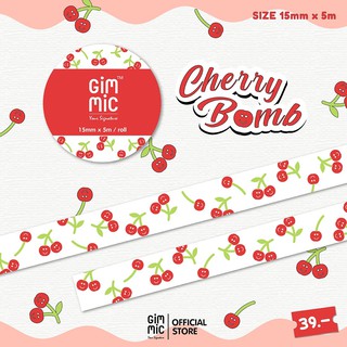 New Arrival  ✨Gimmic Washi Tape เทปวาชิ ลาย 🍒 Cherry Bomb 🍒 ขนาด 15mm x 5m