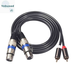 Yobus สายเคเบิลสัญญาณเสียง ทองแดง XLR ตัวเมีย เป็น RCA ตัวผู้คู่ 1.5 ม. 4.9 ฟุต