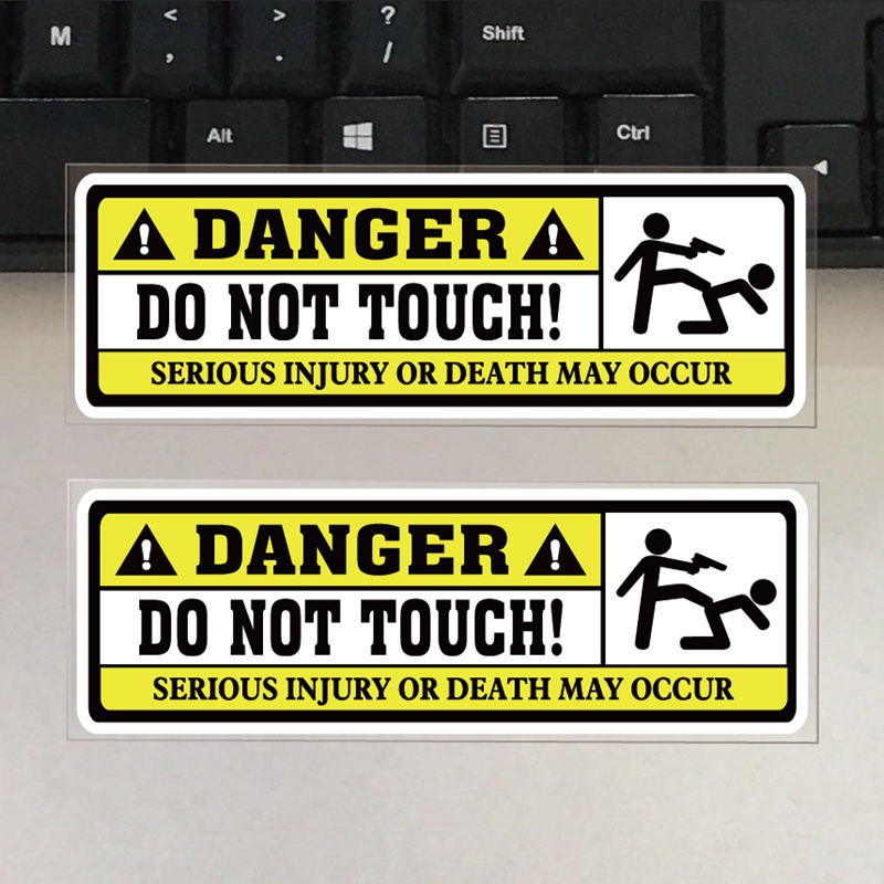 2 ชิ้น DANGER DO NOT TOUCH Warning Mark Decal กันน้ําสะท้อนแสงรถสติกเกอร์ 12.5 ซม.x4 ซม.