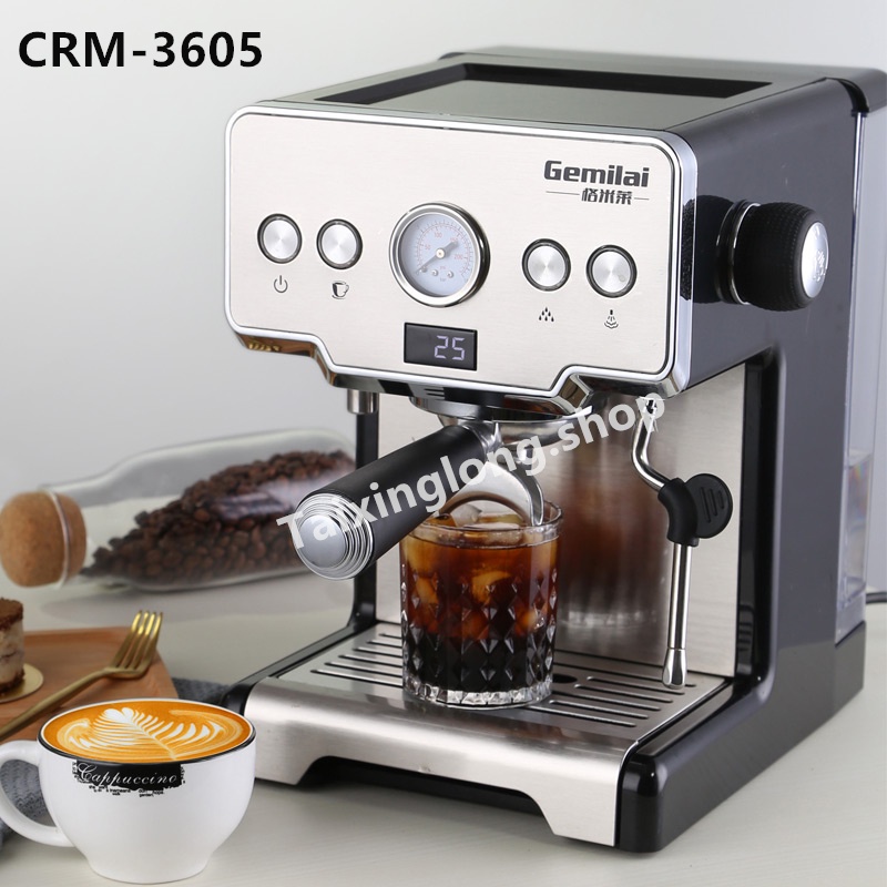-สินค้าพร้อมส่ง- Gemilai เครื่องชงกาแฟสด 15 bar รุ่น CRM-3605 ฟังก์ชันกลั่นอัติโนมัติ 25 วินาที+เครื่องบดเมล็ดกาแฟ
