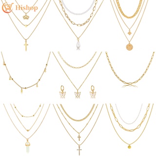 IFME สร้อยคอโชคเกอร์ หลายชั้น สีทอง เครื่องประดับแฟชั่น สําหรับผู้หญิง