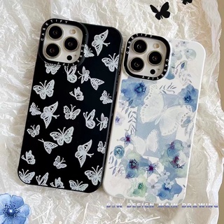 Casetify เคสโทรศัพท์ซิลิโคน ผ้าสักหลาด แบบนิ่ม กันกระแทก ลายผีเสื้อ สไตล์เรโทร สําหรับ iPhone 13 12 11 Pro MAX IX XS MAX XR i7 8 Plus