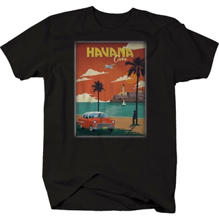 GILDAN เสื้อยืด พิมพ์ลายกราฟฟิครถยนต์ Havana Cuba Clasi Hotrod โปสการ์ดโรงรถ