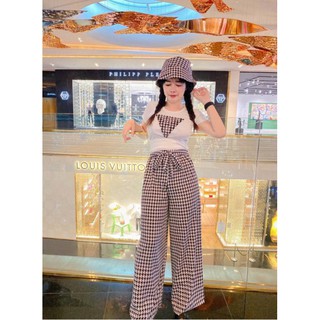 ❤Set 3pcs. Top+pant+bucket👉เสื้อยืดผ้าเด้ง 👉กางเกงขาบานเอวยืดผูกโบ👉หมวกBucketเข้าชุด