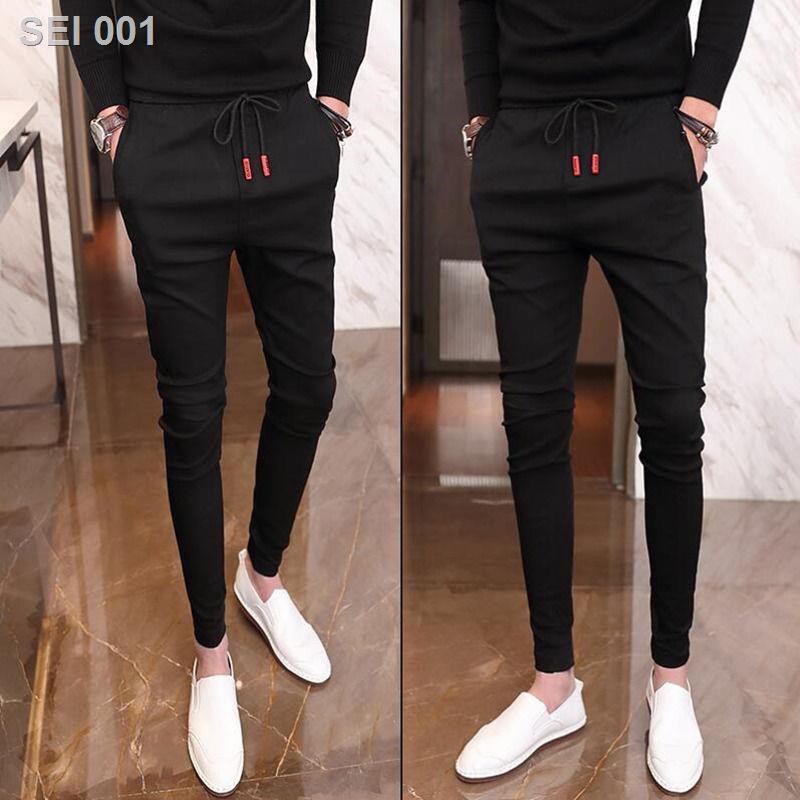 ลดราคา????♕ All-match elastic casual pants male Korean version of the ...